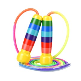 OTraki Corda per Saltare Bambini 2,5 m Regolabile Arcobaleno con Tubo Gomma Trasparente e Manico Legno, Corda Antiusura per Saltare con Nylon Elastico, Hüpfseil Saltello