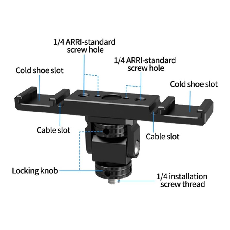 CS PRIORITY Multi Functional Dual Cold Shoe Expansion Bracket Metal