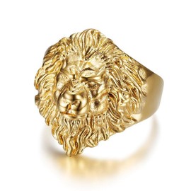 MIVEIVIA Lion Head Ring for men Lion King ring Men's Stainless Steel rings Hip Hop ring for Men Vintage Animals Rings Iced Out Jewelry Punk Ring Club ring Heavy Metal (8)