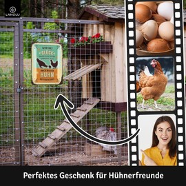 LANOLU Retro Tin Sign Chicken Coop - Who Says Happiness, Chicken Accessories, Funny Signs with Sayings, Vintage Metal Signs Chicken Decoration for the Chicken Coop, Garden Sign, Chicken Decoration, 15