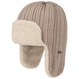Lipodo Aviator Hat Women/Men - Lined Lapland Hat - One Size 55-59 cm - Knitted Hat with Wool - Wool Hat with Ear Flaps - Hat Autumn/Winter - Winter Hat, beige