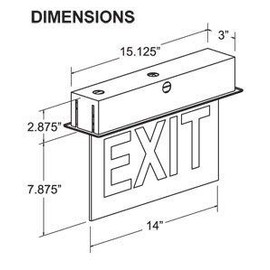 Recessed Red Edge Lit Exit Sign - Double Sided