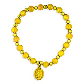 Catholic Stretch Bracelet with Miraculous Medal (Topaz)
