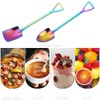 10pack Rainbow Shovel Spoons,Small Shovel Shape Stainless Steel Dessert Fruit