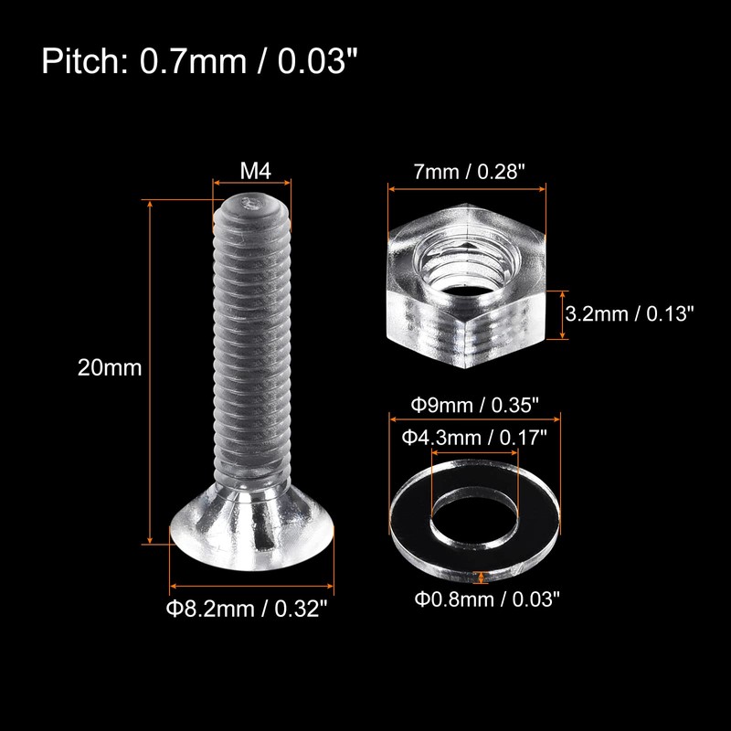 sourcing map 20 Sets Phillips Machine Screws M4 x 20