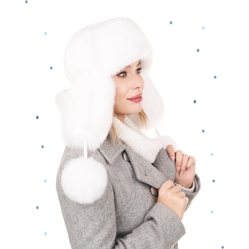 Futrzane Schapka Uschanka Women's Aviator Hat Fur Trapper Hat Made