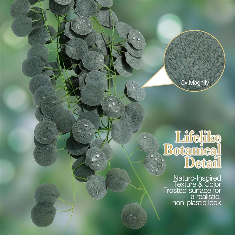 14 Pack Artificial Eucalyptus Garland, 96 Feet Faux Silver Dollar