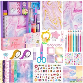 QIYVLOS Paquete de 2 Kit de Diario DIY para Niñas, Juguetes de Diario para Edades de 8 a 13 años, Artes y Manualidades, Juego de Papelería de Cumpleaños, Regalos para Niñas Adolescentes de 8, 9, 10