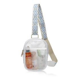AdiStylinno Clear Sling Bag, PVC Crossbody Bag, Waterproof Shoulder Bags for Stadium Concert with Zipper and Adjustable Strap (White)