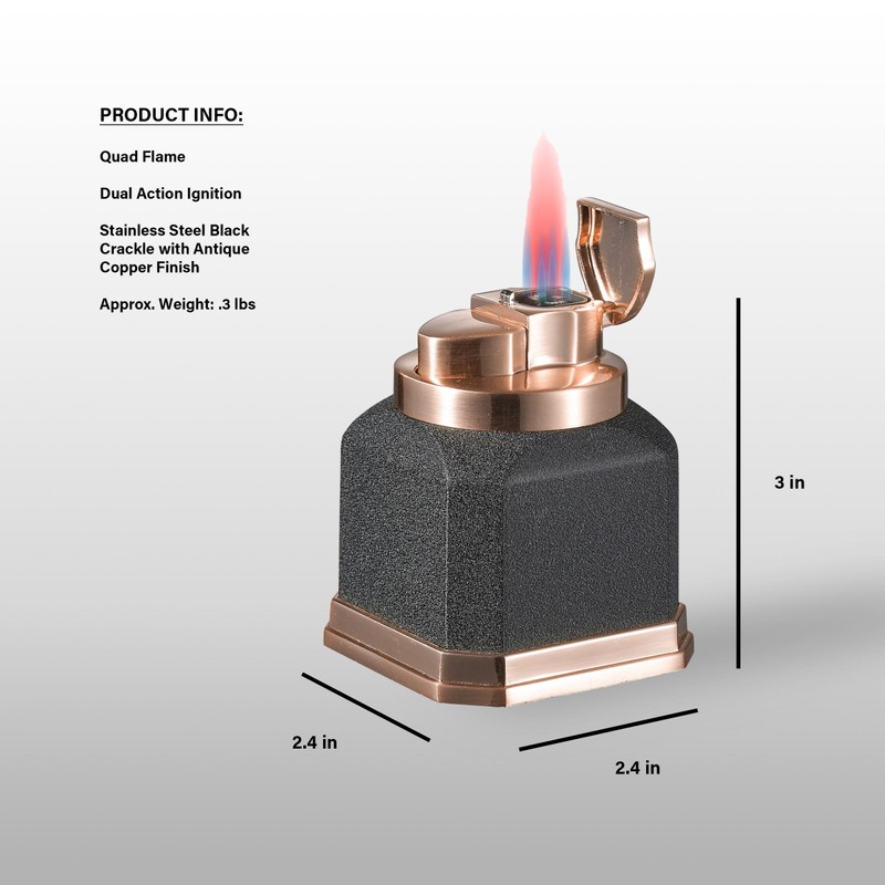 Visol Redferno Torch Quad Flame Refillable Gas Butane Lighter -