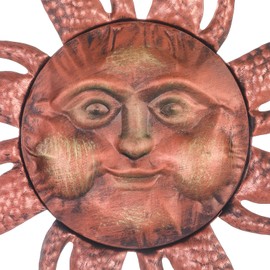 MOCOME Sun Metal Wall Art - 18.5" Metal Sun Wall Decor Outdoor, Sun Face Decor for Outdoor Indoor.