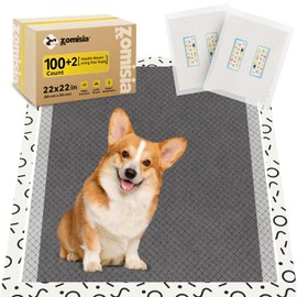 ZOMISIA Charcoal Puppy Pee Pads for Dogs, 22"x22" 100 Counts + 2 Extra Health Monitoring Pads - Disposable Dog Potty Training Pads, Odor-Control, Super Absorbent & Leak-Proof
