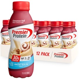 Premier Protein Premier Protein Shake, 30g Protein, 1g Sugar,24 Vitamins&Minerals Nutrients to Support Immune Health, Cinnamon Roll,11.5 fl oz - Pack of 12