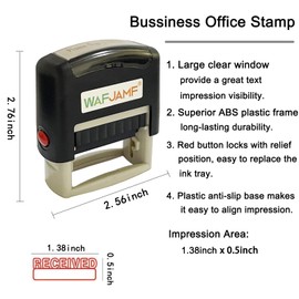 WAFJAMF Received Stamp Office Stamp Self Inking Rubber Stamp Office Stamp Message Stamp Red Ink-Medium