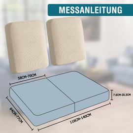 BellaHills Sofa Cover, Sofa Cover 2-Seater (58-70 cm), Stretch Sofa Seat Cushion Cover, Couch Throw Blanket, Sofa Protector Sofa Throw with Elastic Base, Natural