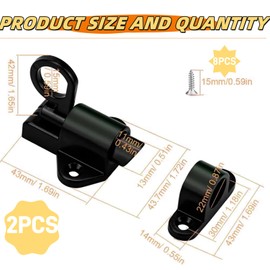 Pack of 2 Door Bolt Window Door Lock Automatic Door Bolt Spring Lock Sliding Bolt Door Bolt Lock for Windows, Wooden Doors, Cabinet Doors, Balcony Doors, Garden Doors (Black)