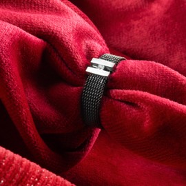 meditoys Stainless Steel Ring for Women Stainless Steel Mesh Ring with Crystal Stone Width 5 mm, Stainless Steel