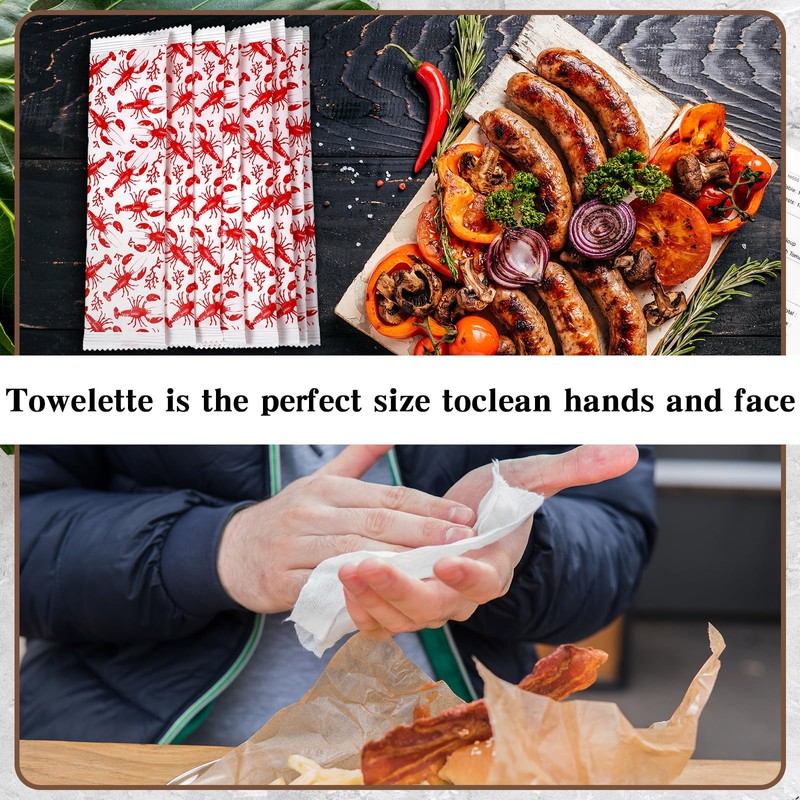 Siifert 250 Pcs BBQ Wet Wipes Individually Wrapped Pre Moistened