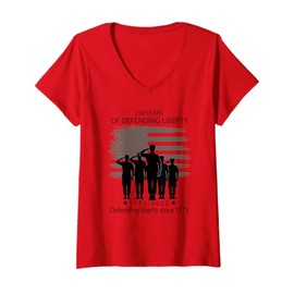 Womens Patriotic USA Army Us Military Parade 250th anniversary 2025 V-Neck T-Shirt