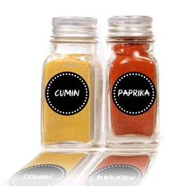 Lovable Labels Chalkboard Spice Jar Labels - 200 Pre-Printed + 25 Blank Write-On Stickers Dishwasher Safe and Waterproof Great for Spices and Seasonings Organize Your Spice Rack (Dots Design)