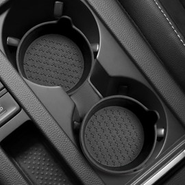 Banseko 4 Pack Silicone Car Cup Holder Coasters, Universal Removable Vehicle Cup Holder Coasters for Most Cars, Trucks (Black)