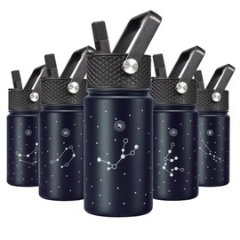 BJPKPK - Botella de agua con tapa de popote, botella de agua aislada de 15 onzas, botellas de agua de metal de acero inoxidable, reutilizable, a prueba de fugas, sin BPA, termo, frasco, tazas,