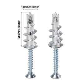 Mivanta 30 x Plasterboard Wall Plugs - Self Drilling Cavity Dowels for Plasterboard Includes Screws