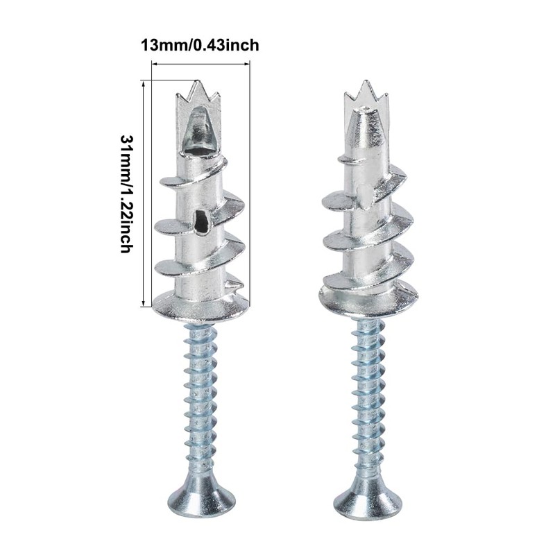 Mivanta 30 x Plasterboard Wall Plugs - Self Drilling Cavity
