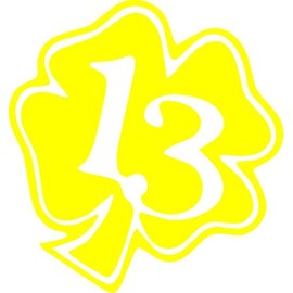 Just For Fun 5.5 x 5.25 Lucky 13 Clover Vinyl Decal Bumper Sticker, Windows, Cars, Trucks, laptops, etc