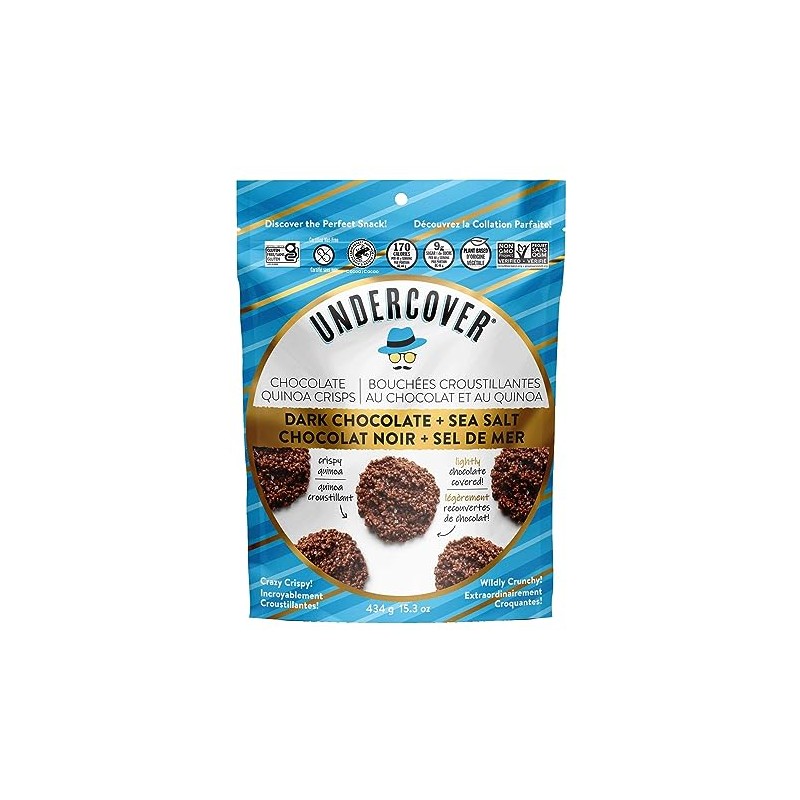 Undercover Chocolate Quinoa Crisps, Crispy Quinoa, Dark Chocolate & Sea