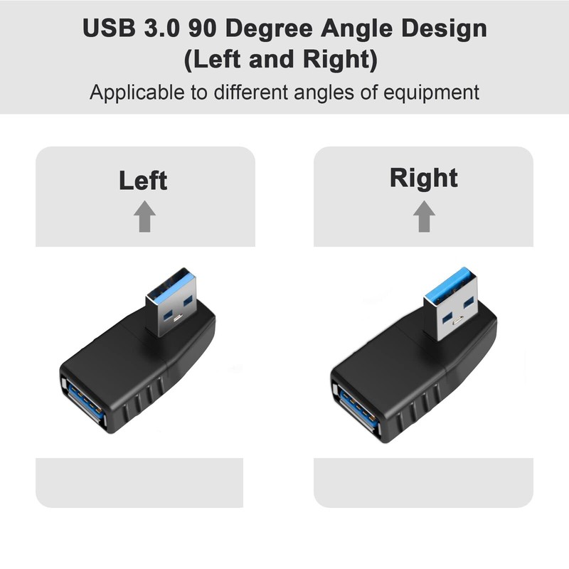 Oxsubor USB 3.0 Adapter 90 Degree Male to Female Coupler