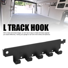 L Track Tool Hanger, L Track Hooks Aluminum Alloy Wall Mount L Track Tool Organizer for Garage RV Van Truck Black