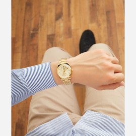 Citizen Q&Q QB78 Men's Wristwatch, Analog, Waterproof, Metal Band, golden