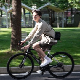 Muzee Mark Ryden Bicycle Handlebar Bag, Multifunctional Bicycle Bag, Storage Bag with Shoulder Strap for Road Bike, Mountain Bike, Cycling, Travel, black, Modern Minimalist