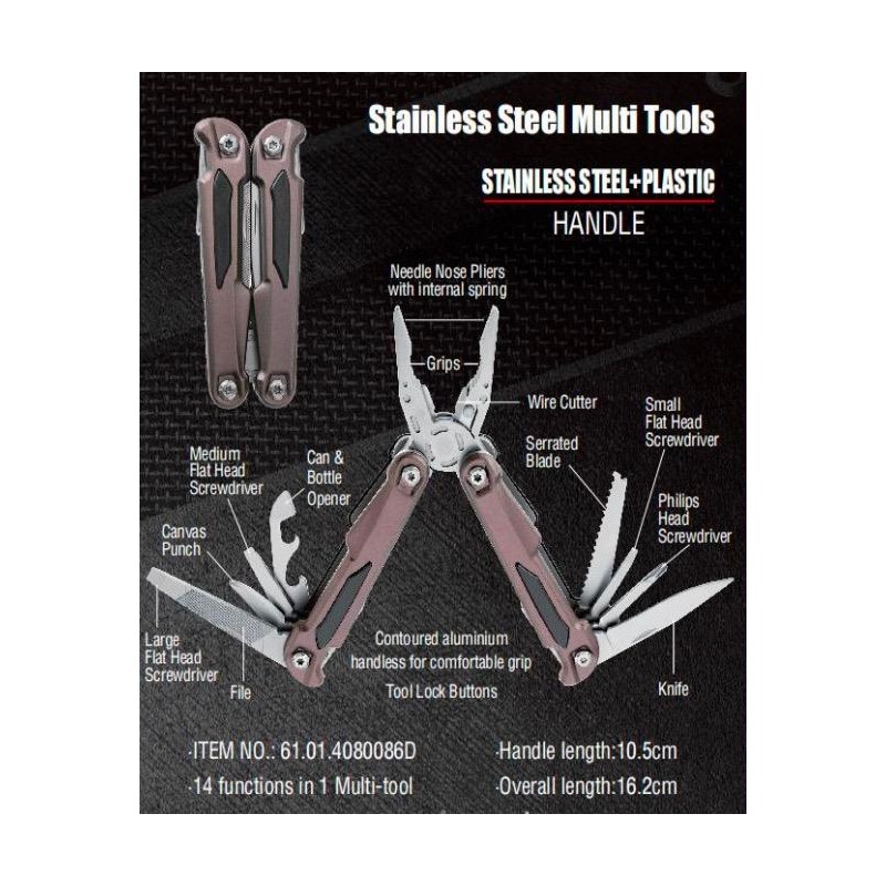 Summit Gear Stainless Steel Multi Tools Ultimate 14-in-1 - Needle