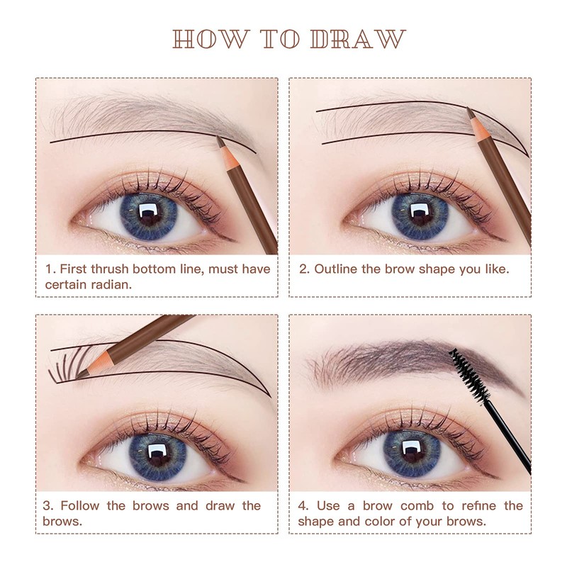 LSxia Waterproof Eye-Brows Pen-cil Set, Pull Cord Peel-off Eyebrow Pencil