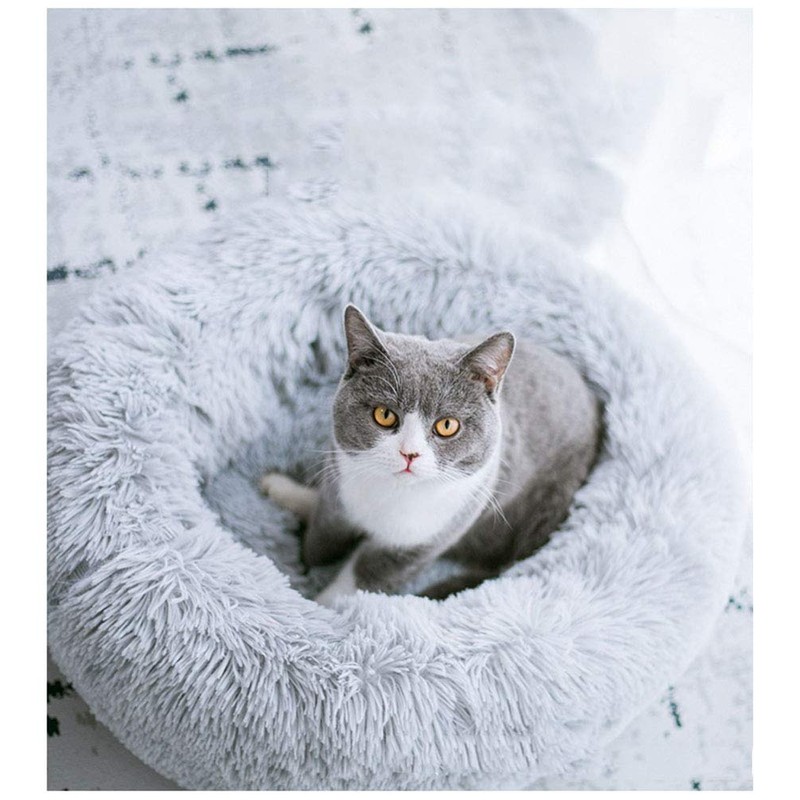 BODISEINT Modern Soft Plush Round Pet Bed for Cats or