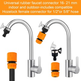 Sylken 2pcs Universal Rubber Tap Connector 16mm Indoor and Outdoor,Universal Tap Adapter For Garden Hose Pipe Connector.