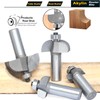 Akylin 4pcs Cove Router Bit Set,1/2" Shank,Radius 3/16",1/4",7/16", and 9/16",Cove
