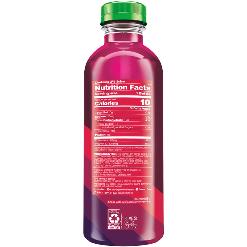 Bai Boost Buka Black Raspberry, Antioxidant Infused Beverage, 18 fl