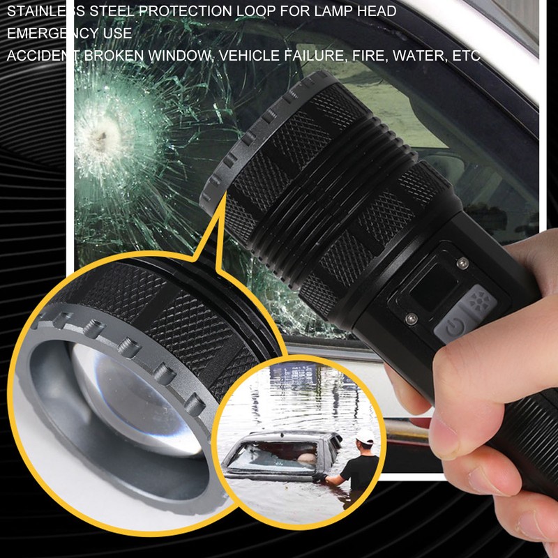 Super Bright Flashlight 5 Gears Zoomable Waterproof Rechargeable 40W High