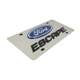 Eurosport Daytona, Inc. Laser-Cut Logo & Name On Polished License Plate for Ford Escape (Chrome)