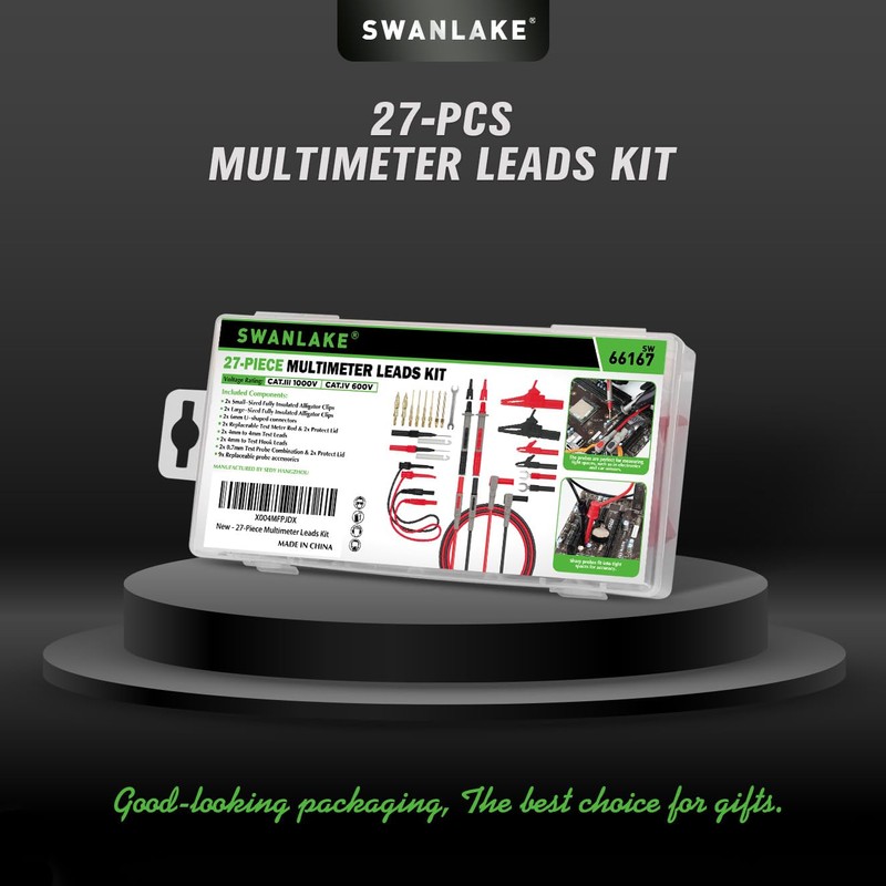 SWANLAKE 27-Piece Multimeter Test Leads Set, CAT.III 1000V / CAT.IV