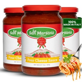 La San Marzano Four Cheese Sauce, 13 oz, Pasta Sauce Made in Italy, All Purpose Tomato Premium Quality, All Natural, Non GMO, Gluten Free