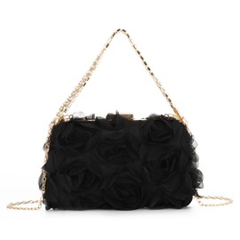 LHHMZ Women Elegant Rose Clutch Flower Evening Bag Bride Wedding Clutch Floral Purses Party Prom Handbags