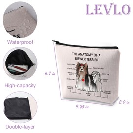 LEVLO Funny Biewer Terrier Lovers Gift The Anatomy of A Biewer Terrier Clever Minds Cosmetic Bags Biewer Terrier Veterinary Mom Travel Toiletry Bag, Biewer Terrier, Daily