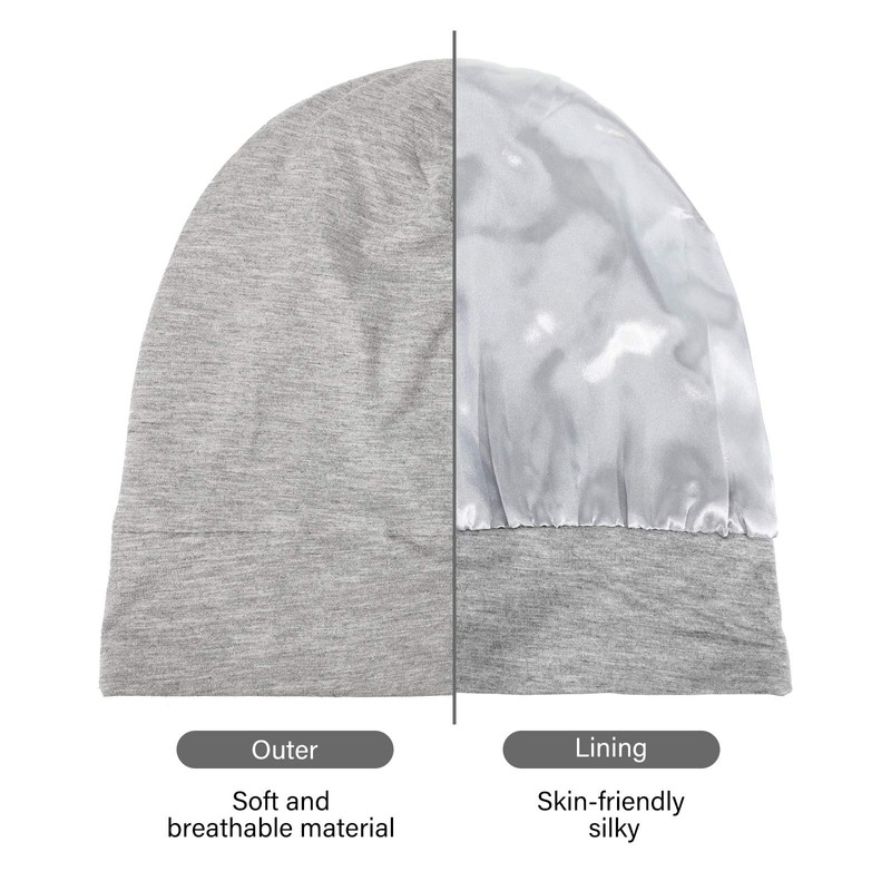 Geyoga 2 Pcs Silk Satin Bonnet for Sleeping Men Silk