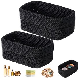 Aufbewahrungskorb, 2er Set Korb für Aufbewahrung, Organizer Körbe, Aufbewahrungskorb Körbe Aufbewahrung Geflochten Baumwollseil, für Handtücher,Kosmetik,Schlüsseln,Schmuckstück
