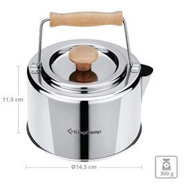 KingCamp Tea Kettle 1.2 L Camping Kettle Teapot Kettle Tea Strainer Pot Steel