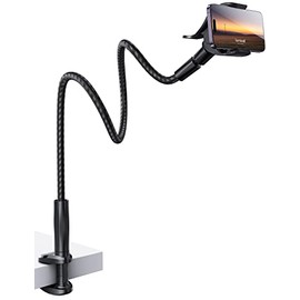 Lamicall Soporte para teléfono con cuello de cisne, brazo flexible, 38 pulgadas de longitud total, clip de abrazadera ajustable 360, soporte de montaj